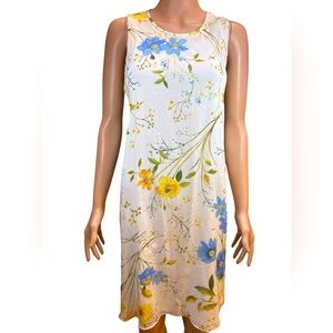 Calvin Klein Sleeveless Floral Dress Blue and Yellow Size 14